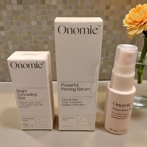 Onomie Setting Mist, Priming Serum And Concealer Bundle - New